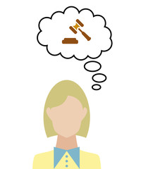 Frau überlegt - Richterhammer