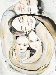 watercolor portrait of the family. - 172374125