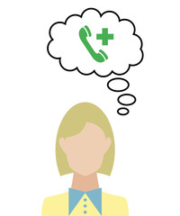 Frau überlegt - Telefon - Rettungsdienst