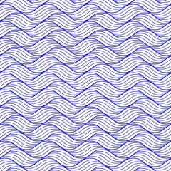 Geometric pattern with abstract waves, lines, stripes. A seamless vector background. Blue ocean or sea ornament. Vector illustration