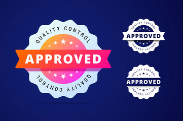 Approved stamp with three color variants - colorfull and simple 