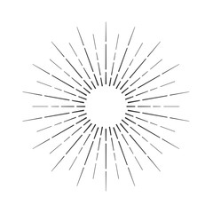 Fototapeta premium Sun rays hand drawn, linear drawing