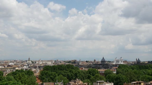 Time lapse from Rome City view from passeggiata del gianicolo in Italy 