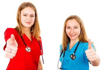 Smiling young female doctors