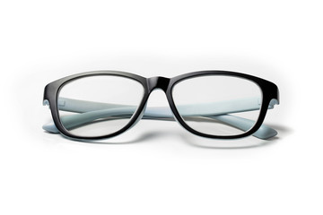 Fototapeta premium Computer eyeglasses closeup isolated on white background.