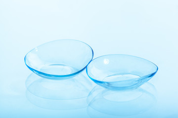 contact lens on blue background