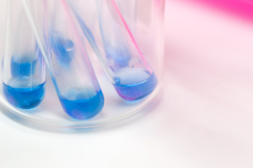 Chemical analysis in the laboratory.