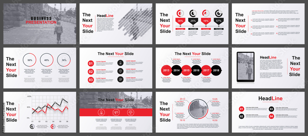 Poster Red and grey business presentation slides templates from infographic elements. Can be used for presentation, flyer and leaflet, brochure, marketing, advertising, annual report, banner, booklet.