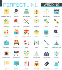 Vector set of flat Wedding icons.