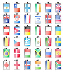 Alcohol flasks with flags collection