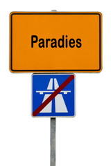 Ortsschild, Paradies