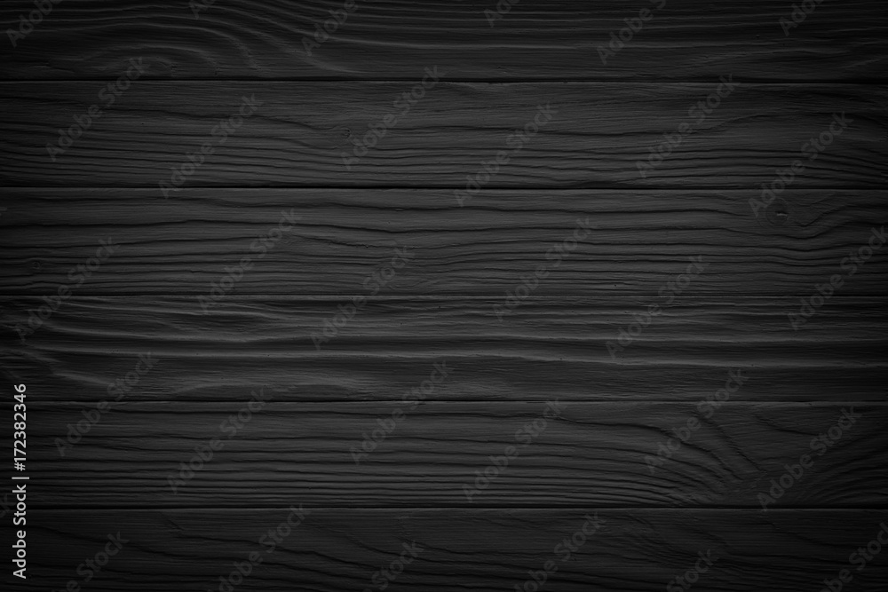 Wall mural vintage wood background black texture old plank. dark wooden surface