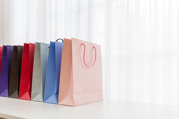 Colorful shopping bags for woman.