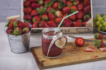 Smoothies and fresh fruits on the table