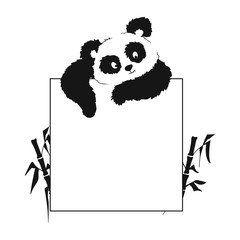 Card with a panda that looks from above. Suitable for making menu of Chinese cuisine.