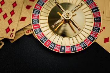 Roulette wheel gambling in a casino table.