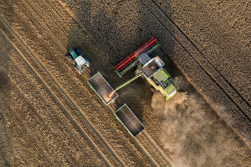 aerial view of the combine harvester