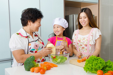 Kitchen lifestyle of asian family