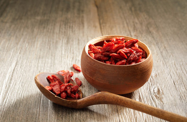 Bowl of healthy organic dried goji berries