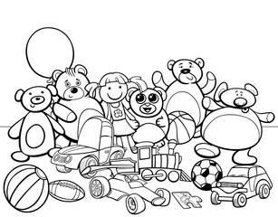 toys group cartoon coloring book