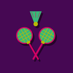 flat vector icon design collection kids Badminton in sticker style