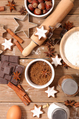 gingerbread cookie with ingredients