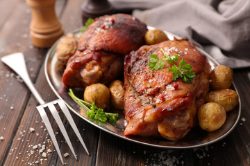 baked ham with potatoes