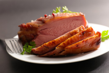 baked ham with potatoes