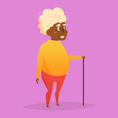 Grandfather with a cane. Vector.