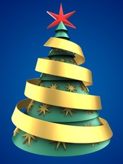 3d green and blue xmas tree