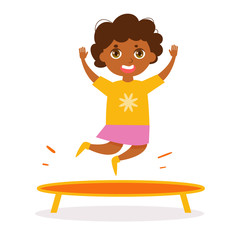 Girl jumping on a trampoline.