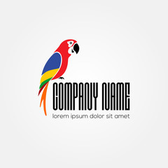 Naklejka premium Projektowanie logo papugi. Ilustracji wektorowych