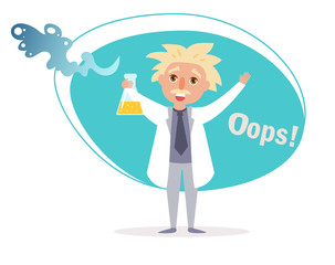 Scientist with a flask in hand.