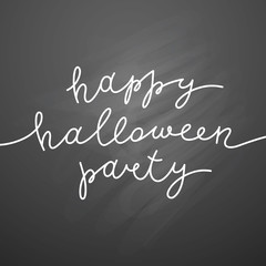 happy halloween party, vector handwritten lettering, halloween poster or greeting card template