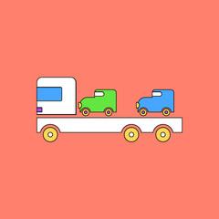 flat vector icon design collection Car carrier truck deliver