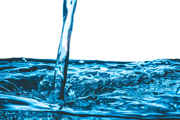 Close up of Pouring water on water surface background.