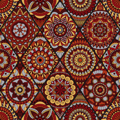 Seamless pattern. Vintage decorative elements. Hand drawn background. Islam, Arabic, Indian, ottoman motifs. Perfect for printing on fabric or paper.