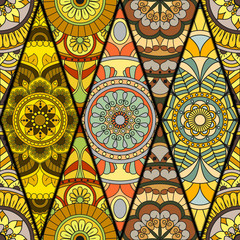 Seamless pattern. Vintage decorative elements. Hand drawn background. Islam, Arabic, Indian, ottoman motifs. Perfect for printing on fabric or paper.