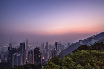 Victoria Peak at Dawn in Hong Kong