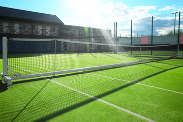 Beautiful tennis court on sunny day