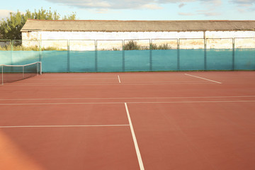 Tennis court on sunny day
