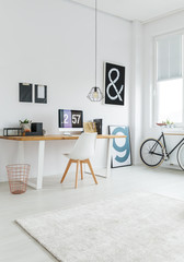 Minimalist office interior with bike
