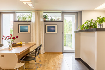 Dining hall with balcony