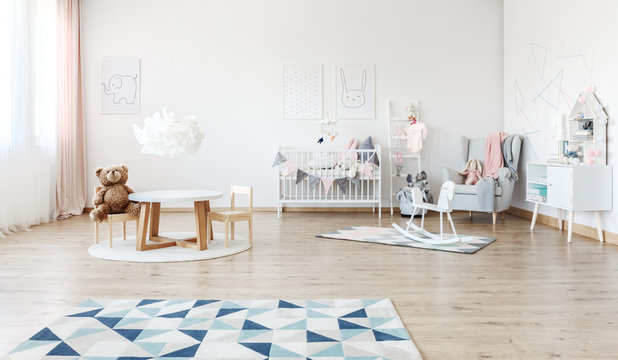 Baby's room with rocking horse