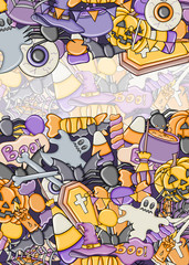 Halloween background. Holiday design elements. Template for flyer brochure banner advertisement. Vector illustration. 
