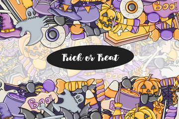 Halloween background. Holiday design elements. Template for flyer brochure banner advertisement. Vector illustration. 