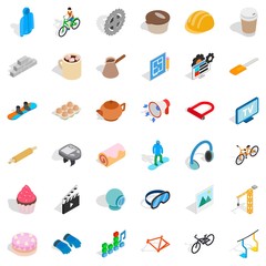Helmet icons set, isometric style