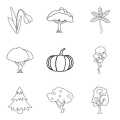Fresh air icons set, outline style