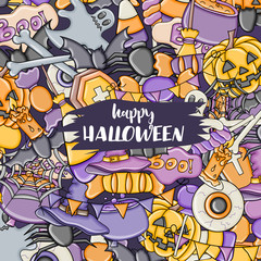 Halloween background. Holiday design elements. Template for flyer brochure banner advertisement. Vector illustration. 