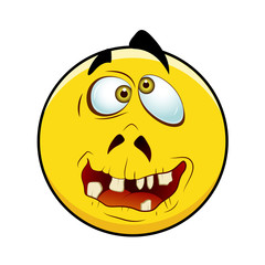 Funny dumb Surprised Face Smiley Vector